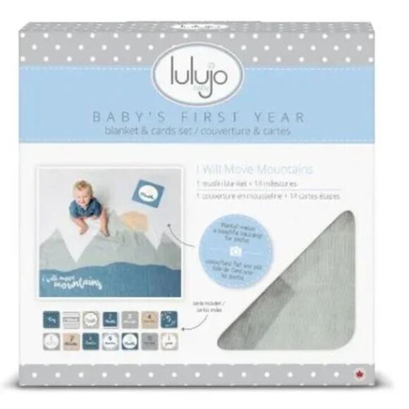NEW! Lulujo Baby's First Year I Will Move Mountains Blanket & Milestone Cards - Picture 4 of 5